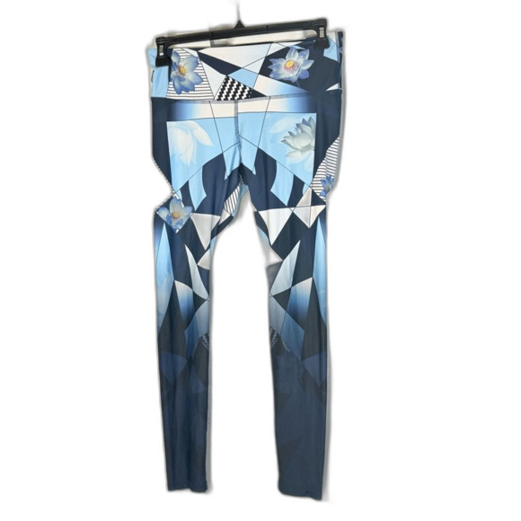 Noli Blue Geometric and lotus flower yoga leggings size M - Picture 1 of 6
